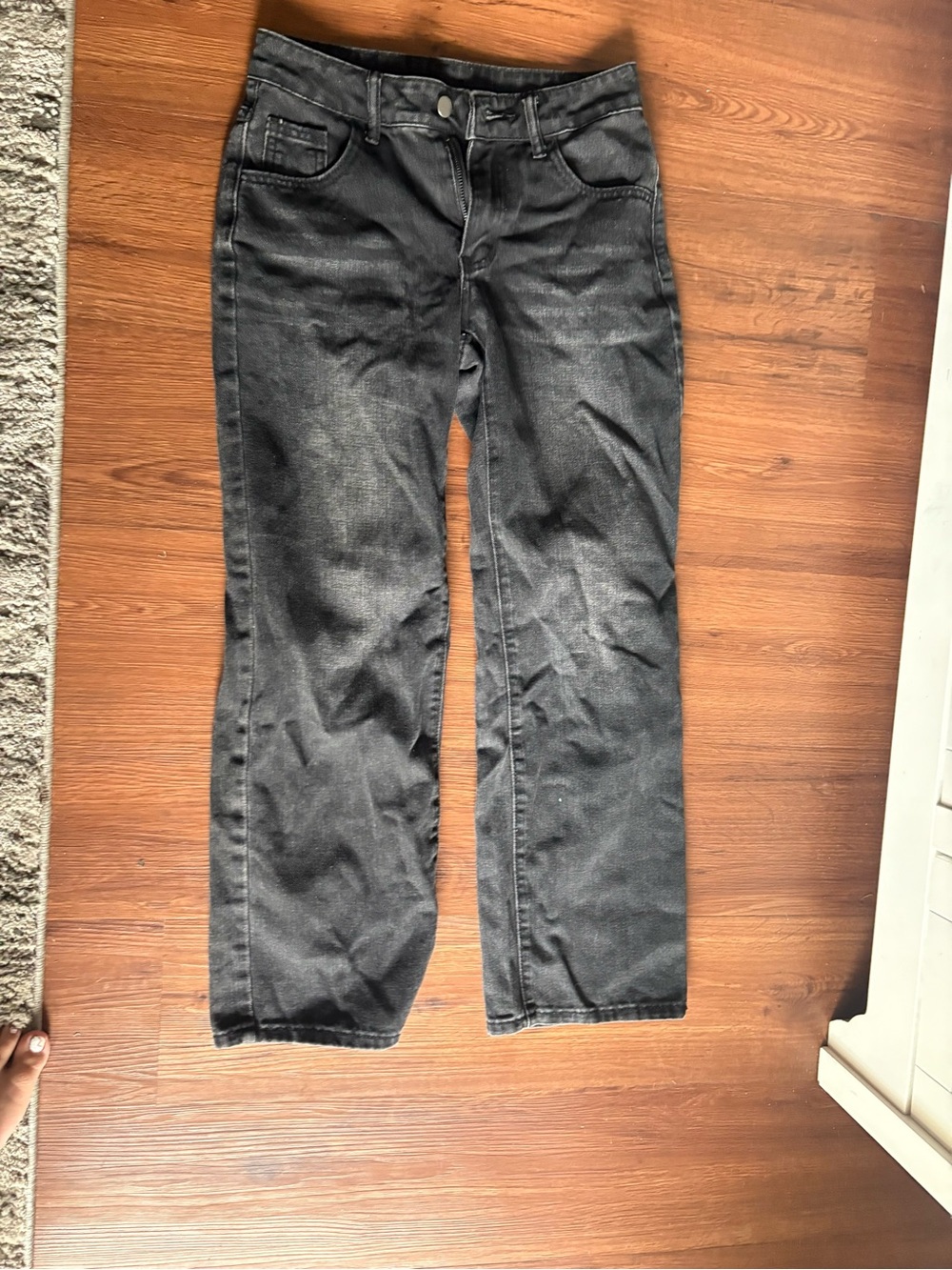 SHEIN Washed Black Straight-Leg Jeans